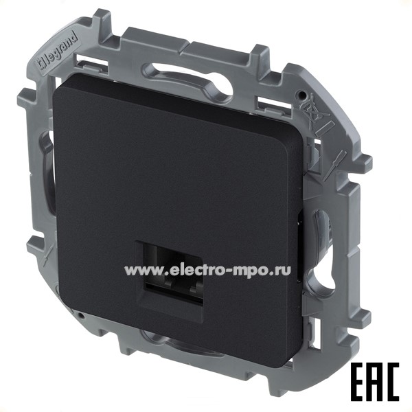 Ю5863. Механизм Inspiria 673823 телефонной розетки 1 вход 4 контакта с/п антрацит (Legrand/Daccord)