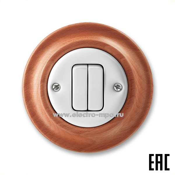 Р8468. Выключатель Decento 3559K-C8734552 2CHK598734C4052 2кл. кнопочный с/п белый фарфор/вишня (АВВ