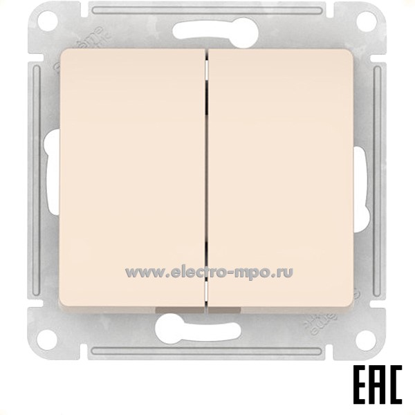 Ю21. Механизм Glossa GSL000265S переключателя 2кл. безвинт. зажим с/п бежевый (Systeme Electric)