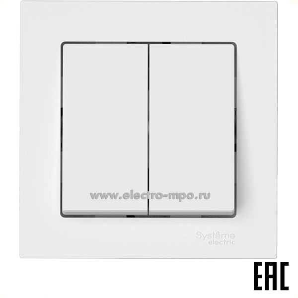 Ю52. Выключатель AtlasDesign ATN000152S 2 кл. безвинт. зажим. с/п белый  (Systeme Electric)