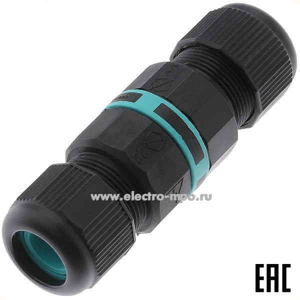 Р9805. Соединитель TEETUBE THB.391.A4A кабельный 4pin 4мм2 пластик IP68 черный (Techno Италия)