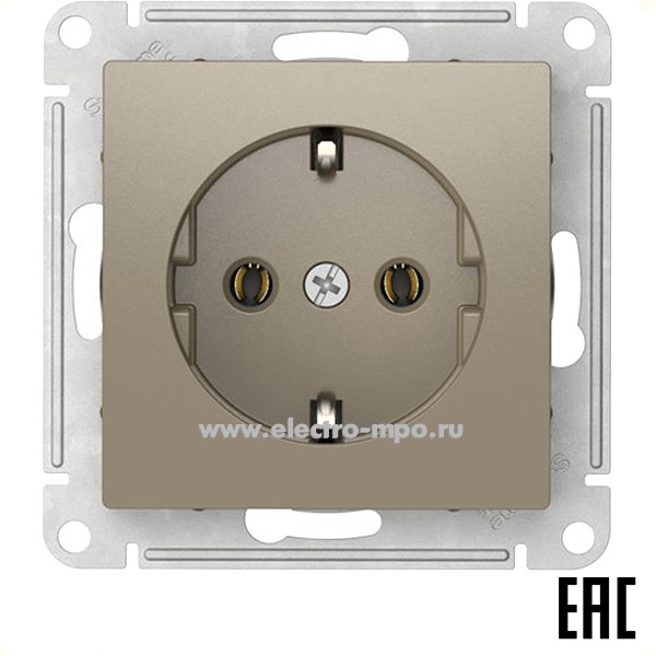 Ю52. Механизм AtlasDesign ATN000543S розетки "евро" безвинт. зажим. с/п шампань (Systeme Electric)