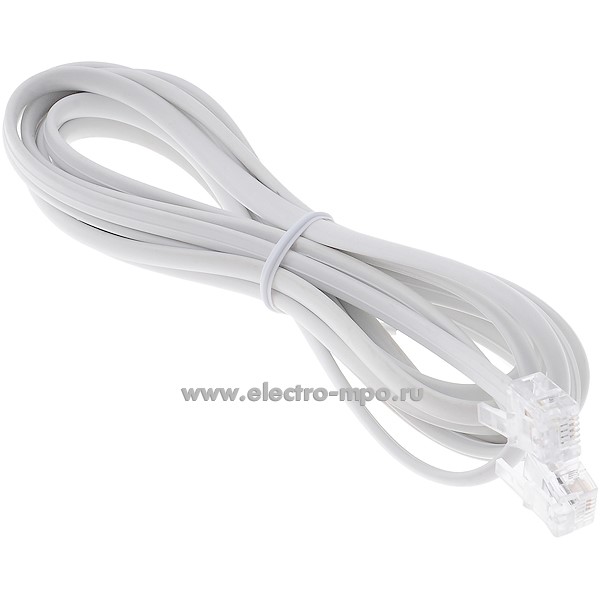 Р4444. Удлинитель 18-3021 телефонный 2м штекер-штекер RJ12 4 контакта белый (Rexant Китай)