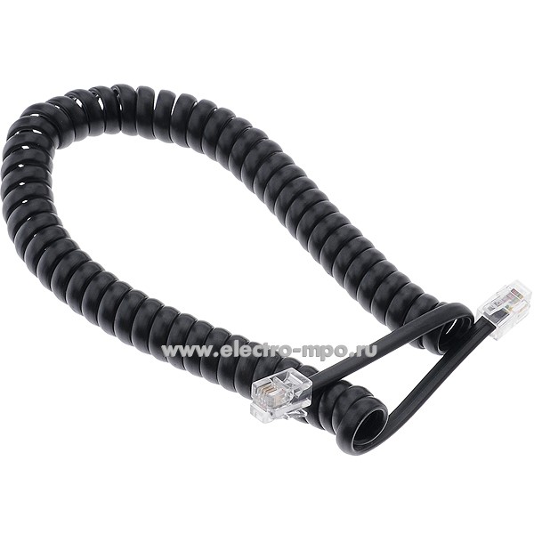 Р4482. Шнур 18-2023 телефонный витой 2м штекер-штекер RJ11 4 контакта черный (Rexant Китай)