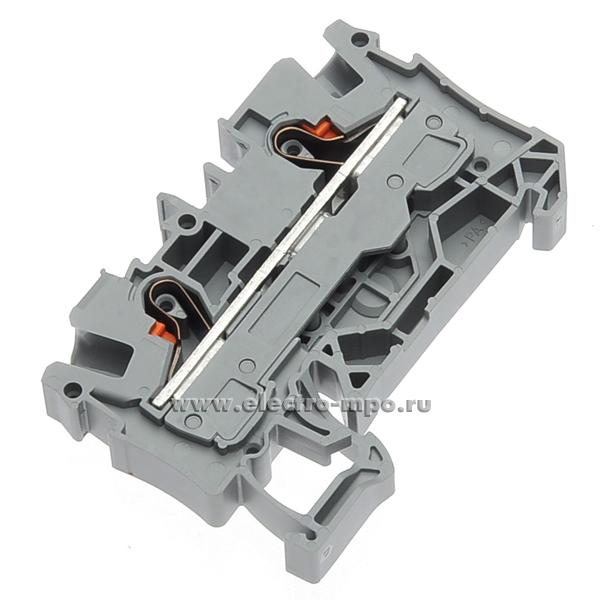 Б7442. Клемма TopJob 2206-1201 проходная кнопка-кнопка серая 6мм2 41А 800В ширина 7,5мм (Wago)