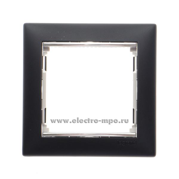 Р8067. Рамка-1 Valena 770391 черная вставка серебро (Legrand)