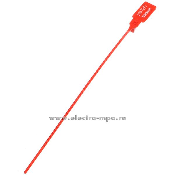 И3607. Пломба 07-6121 пластиковая 255 мм универсальная номерная красный цвет (Rexant)