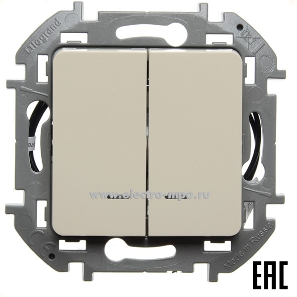 Ю5749. Механизм Inspiria 673631 выключателя 2кл. с подсветкой с/п слоновая кость (Legrand/Daccord)