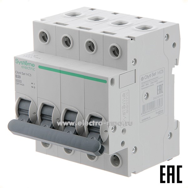 А0374. Автоматический выключатель City9  C9F14420 B20А/4п/ 4,5 кА на Din-рейку (Systeme Electric)