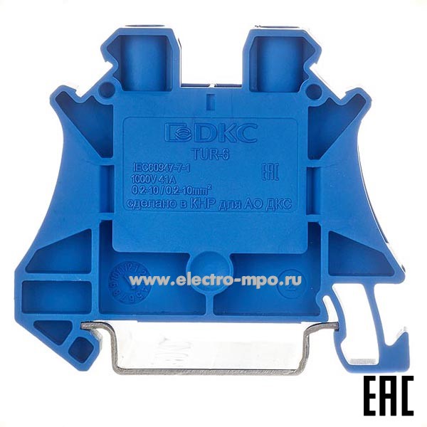 К2213. Клемма TUR-6-BU винтовая синяя 6мм2 41А 1000В ширина 8,2мм (ДКС)