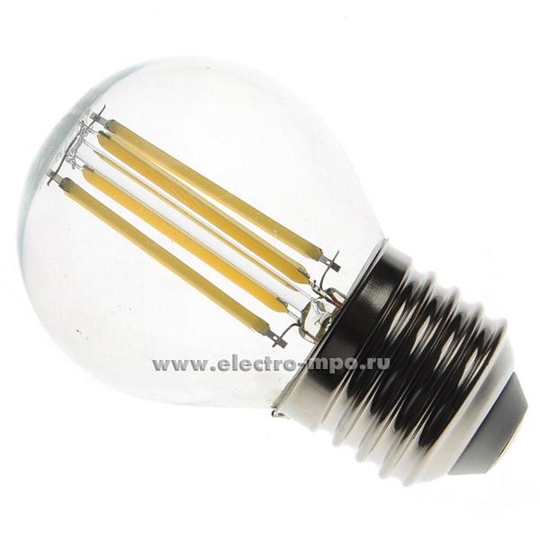 Л1377. Лампа 4,3Вт Filament прозрач. 649981 GLDEN-G45S-8-230-E27-4500К светодиодная "шарик" х/б свет (Gene
