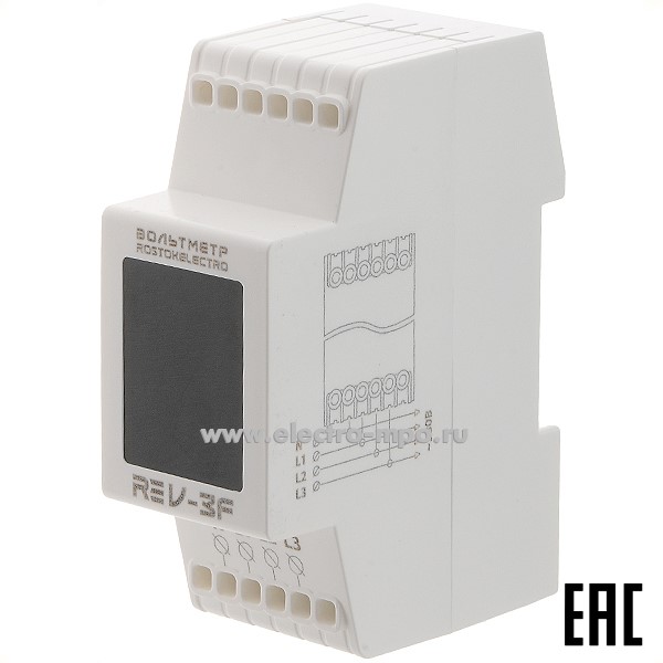Б1840. Вольтметр RE V-3F переменного тока 3 фазный ~40-400В IP20 (ROSTOKELECTRO)