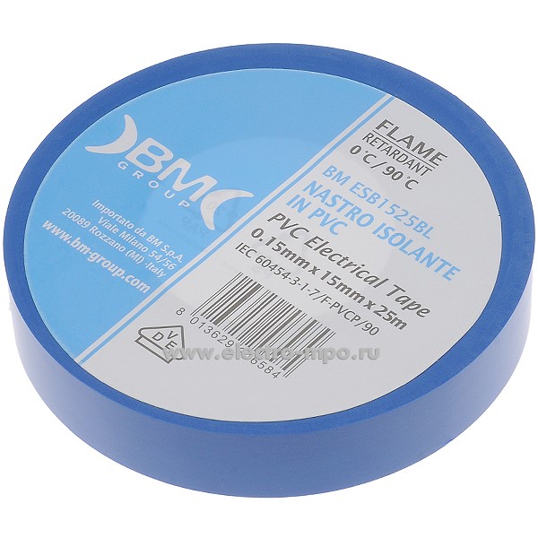 60921. М0921 Лента  ESB1525BL 15ммХ25м изоляционная синяя ПВХ (ВМ Италия)
