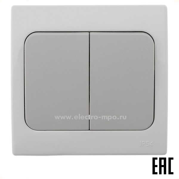 36321.Р6321 Выключатель Вуокса SQ1803-0102 2кл. с/п  IP54 серый (TDM)