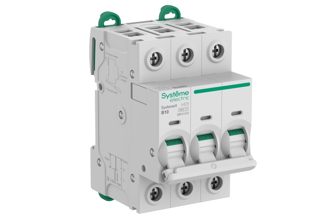 А07. Systeme9 S9F21310 Автоматический выключатель (АВ) B 10A 3P 6kA 400В (Systeme Electric)
