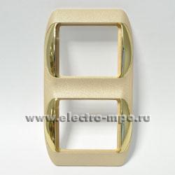 33250.Ю3250. Рамка-2 Эльма РР0205В вертикальная песочная с золотой вставкой (Влас и К Москва)