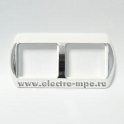 33233.Ю3233. Рамка-2 Эльма РР0108 горизонтальная белая с хромированной вставкой (Влас и К Москва)