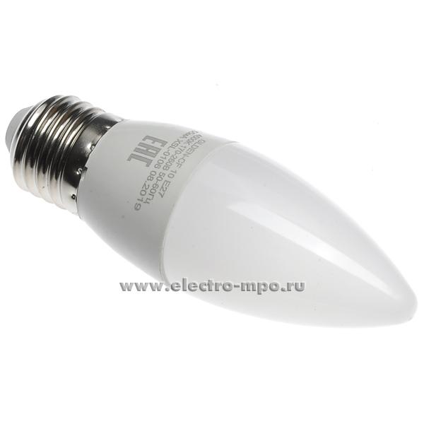 Л0349. Лампа 8,5Вт 683100 GLDEN-CF-10-230-E27-4500К 840Лм светодиодная "свеча" хол. белый свет (General)