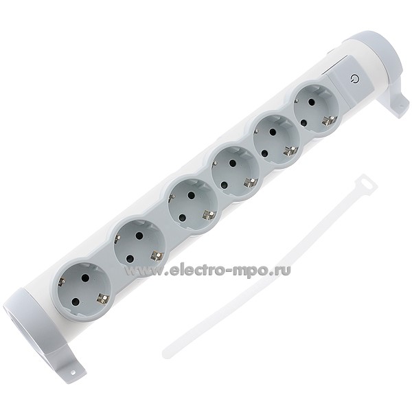 Р1647. Блок Комфорт  694639 на 6 розеток "евр" с выключателем о/п белый/серый (Legrand)