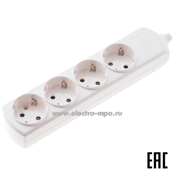 Р1606. Блок Эра К-4e на 4 розетки "евр" о/п белый C0045323 (Китай)