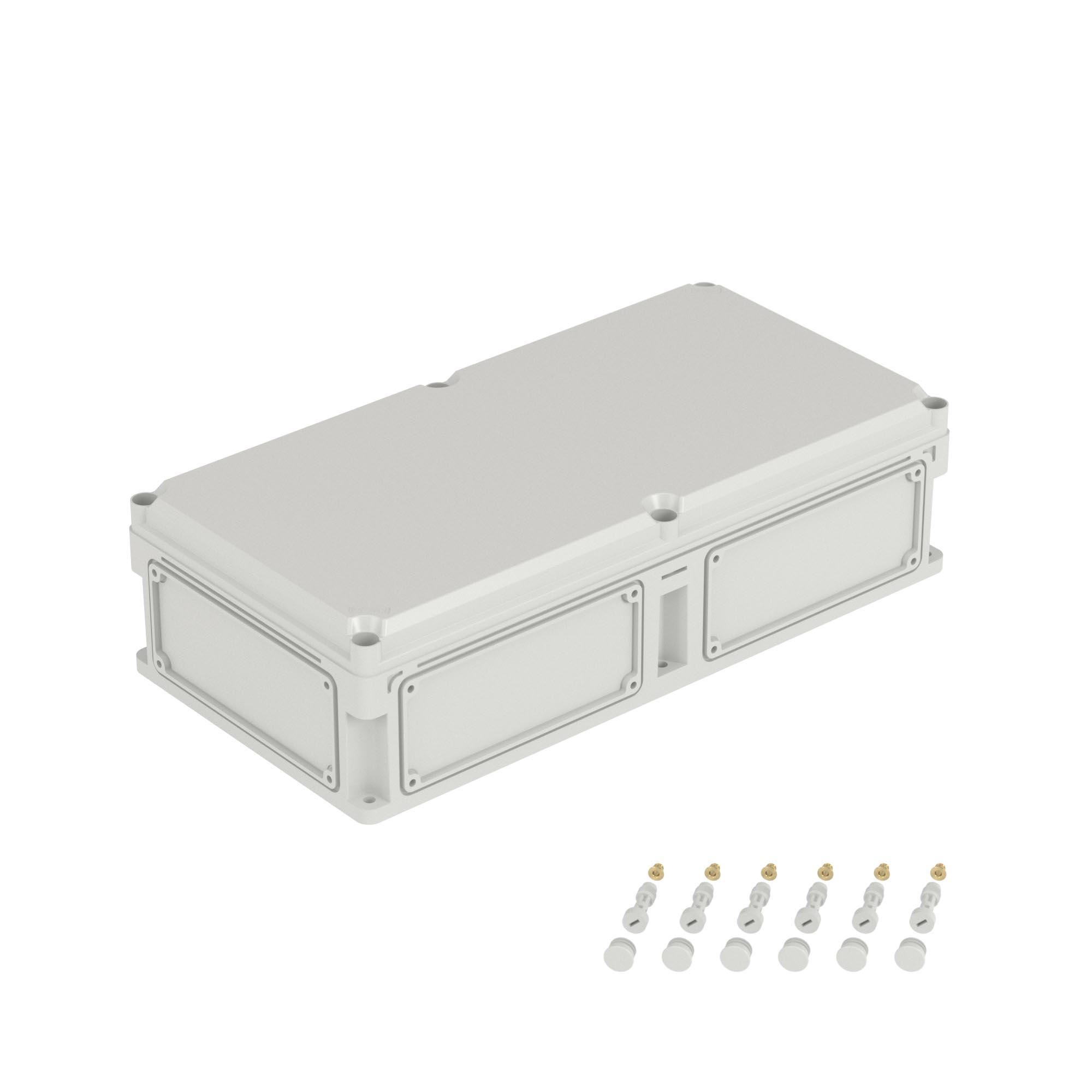 Е10. Корпус 563310 RAM box без МП 600х300х160 мм, с фланцами, непрозрачная крышка высотой 35  (ДКС)