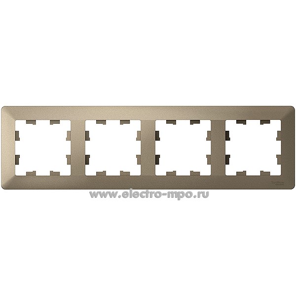 Ю32. Рамка-4 AtlasDesign Air ATN220504 универсальная шампань/дымчатый черный (Systemе Electric)