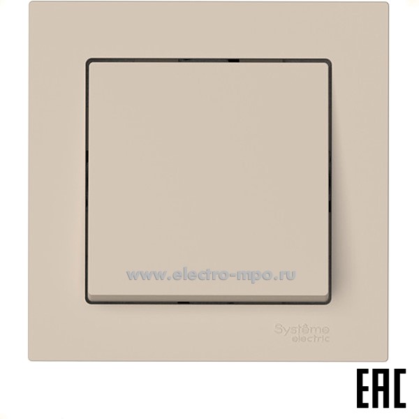 Ю52. Выключатель AtlasDesign ATN001212S 1 кл. безвинт. зажим. с/п песочный (Systeme Electric)