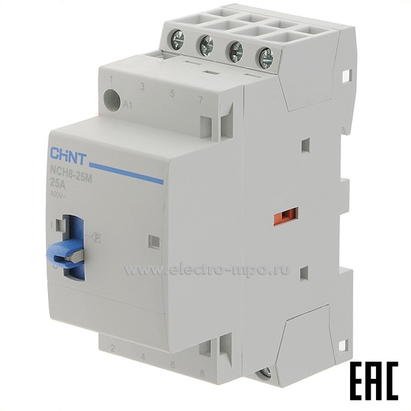 К5717. Контактор модульный 257478  NCH8-М-25/40  25А 4з  230В с ручн. управлением на Din-рейку (CHINT)