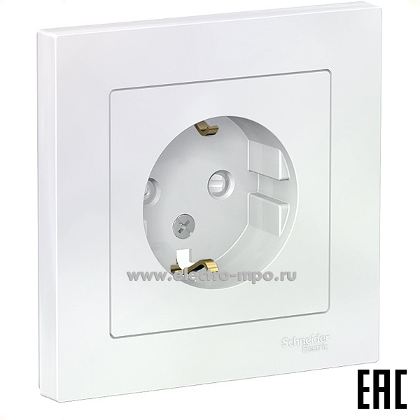 Ю47. Розетка AtlasDesign ATN000444 "евро" со шторками с/п жемчуг (Systeme Electric)