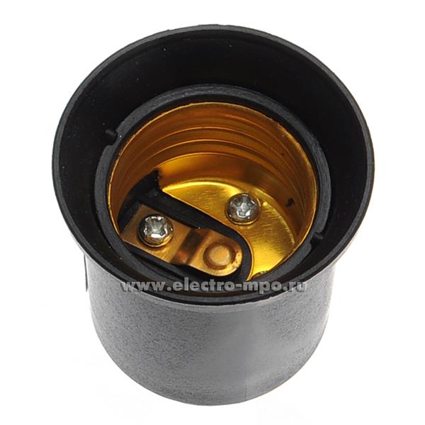 Р0913. Патрон-переходник APU27BEAY/FB322B вилка - патрон Е27 черный (Ecola Китай)