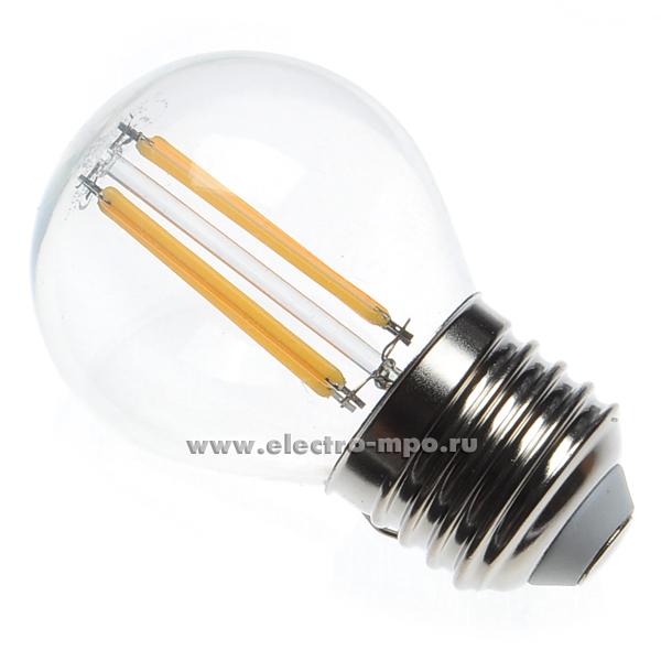 Л1376. Лампа 4,3Вт Filament прозрач. 649980 GLDEN-G45S-8-230-E27-2700К светодиодная "шарик" т/б свет (Gene