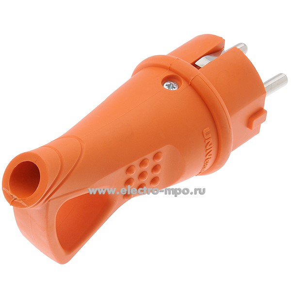 Р6674. Вилка UNIVersal 3030 "евр" кабельная с ручкой резиновая оранжевая IP44 (Электросервис)