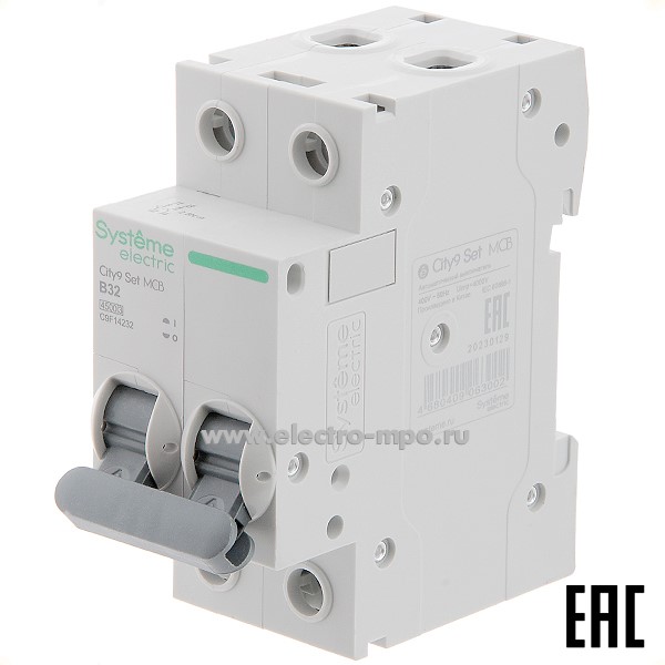 А0356. Автоматический выключатель City9  C9F14232 B32А/2п/ 4,5 кА на Din-рейку (Systeme Electric)