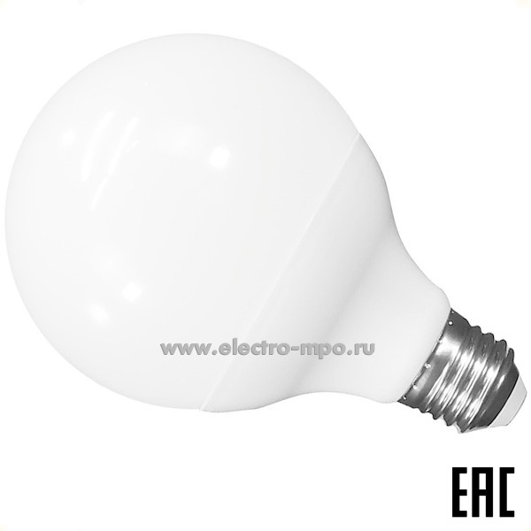 Л16. Лампа 15Вт 661569 GLDEN-G95F-15-230-E27-4500К 1150Лм светодиодная "шар" х/б свет (General)