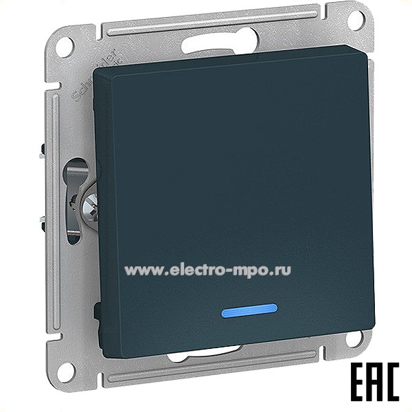 Ю51. Механизм AtlasDesign ATN000813 выключателя 1 кл. с подсветкой с/п изумруд (Systeme Electric)