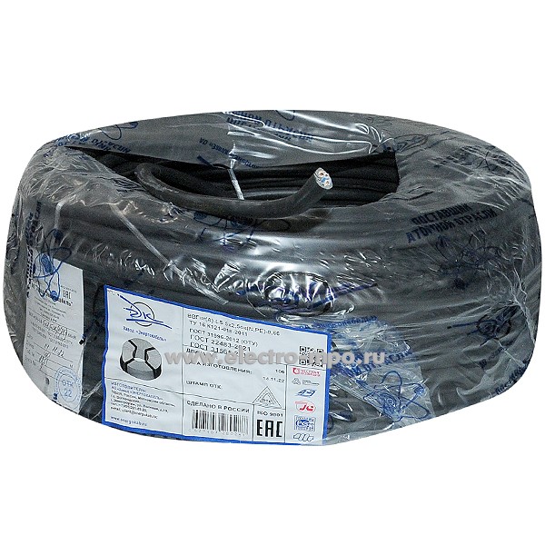 Кабель силовой ВВГнг(А)-LS 5х2,5ок (N,PE)-0,66 ГОСТ малодымный ...