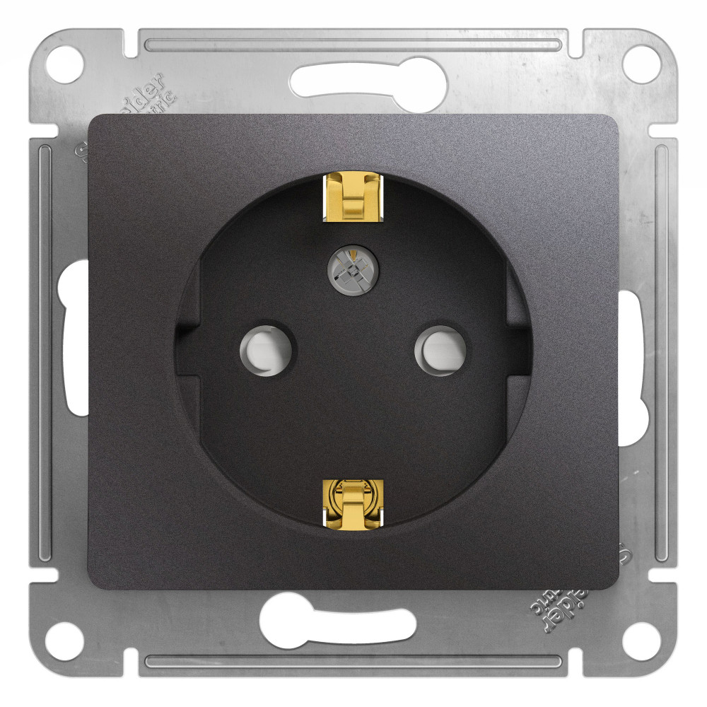 Ю14. Механизм Glossa GSL001345 розетки "евр" со шторками с/п графит (Systeme Electric)