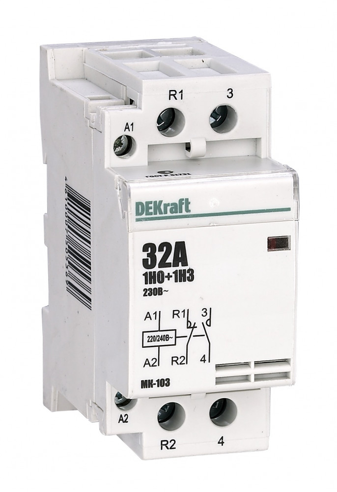 А75. Контактор модульный МК103  18072DEK 1з+1р 32А 230В на Din-рейку (DEKraft)