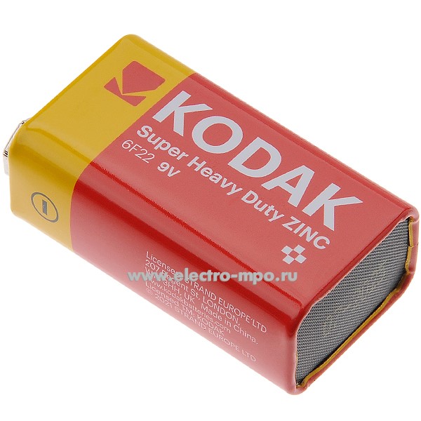 С5242. Элемент питания 6F22-1BL (Крона) SUPER HEAVY DUTY Zinc 9В солевой (Kodak)