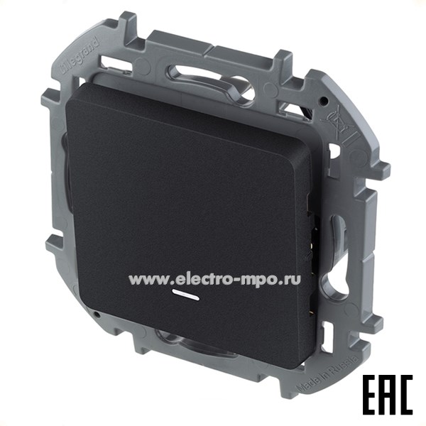 Ю5842. Механизм Inspiria 673613 выключателя 1кл. с подсветкой с/п антрацит (Legrand/Daccord)