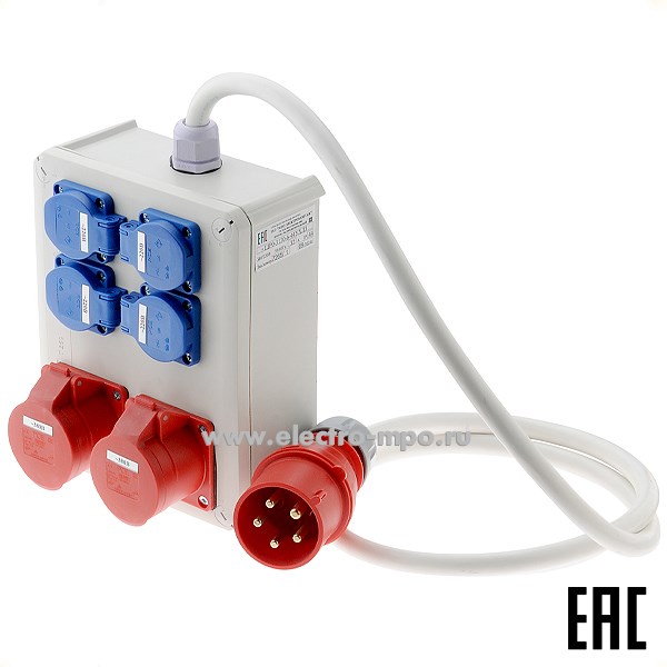 Б5809. Щит ЩР0-3130-6-44УХЛ3 32А переносной IP44 с розет.4х220В-16А,2х380В-16А,вилка 380В 32А (МПО Электро