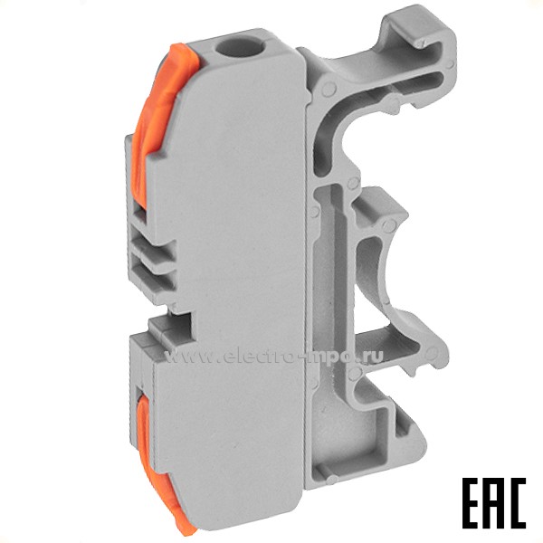 К42. Клемма 07-6263-1 СМК 222-421D проходная 1-полюс на DIN-рейку (0,08-4 мм2) серая (Rexant)