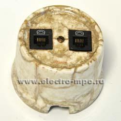 39122.Р9122 Розетка Garby 30706150 телефонная 2 входа 6 контактов о/п мрамор (Fontini)