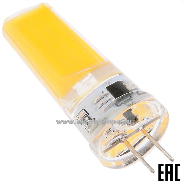 Л0812. Лампа 3,5Вт 661443 GLDEN-G4-7-C-220-2700К 400Лм COB 220В светод. "капсула" силикон т/б свет (Genera