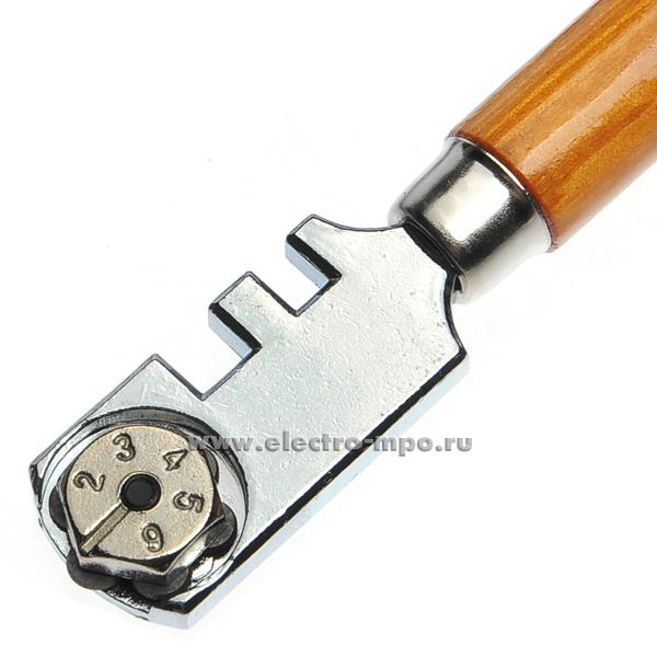 В2101. Стеклорез 41030 роликовый 6 ножей деревянная ручка (Tolsen Китай)