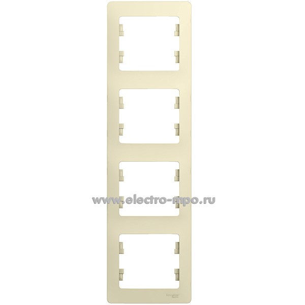 Ю09. Рамка-4 Glossa GSL000208 вертикальная бежевый (Systeme Electric)