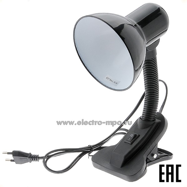 С6081. Светильник 800122 GTL-022-60-220 60Вт Е27 на прищепке гибкий черный (General)