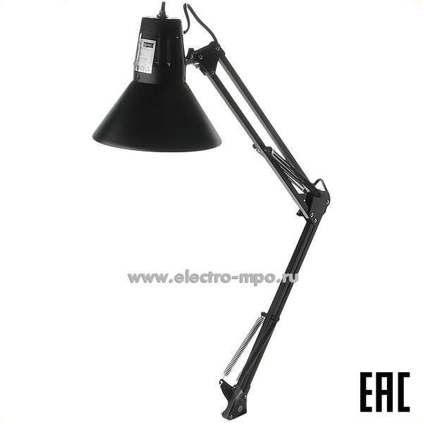 С6090. Светильник 800143 GTL-043 60Вт Е27 настольный на струбцине черный (General)