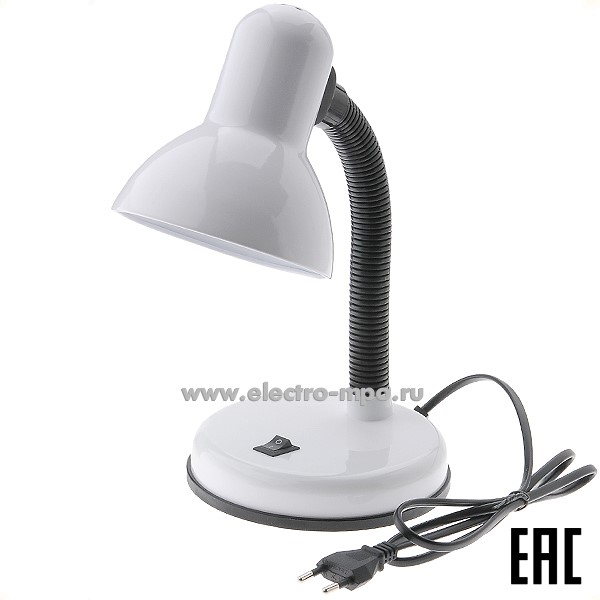 С6033. Светильник UF-301P C01 60Вт Е27 настольный гибкий белый (Ultraflash)