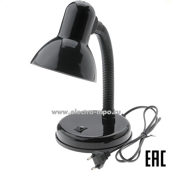 С6034. Светильник UF-301P C02 60Вт Е27 настольный гибкий черный (Ultraflash)